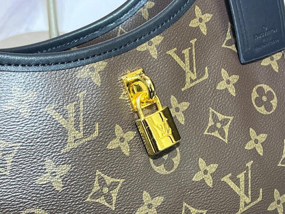 Modern Elegant Monogram Leather Hobo Bag