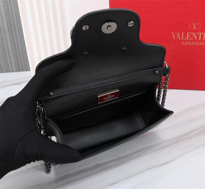 Modern Elegant Crystal-Embellished Leather Shoulder Bag