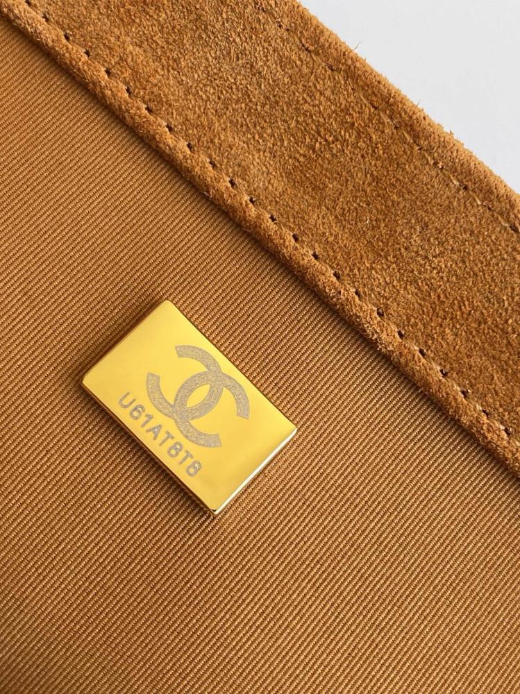 Classic Gold Suede Shoulder Bag