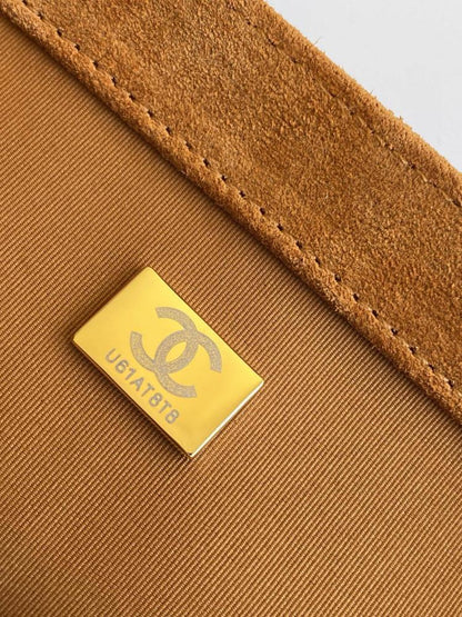 Classic Gold Suede Shoulder Bag
