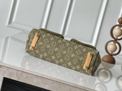Classic Refined Green Denim Shoulder Bag