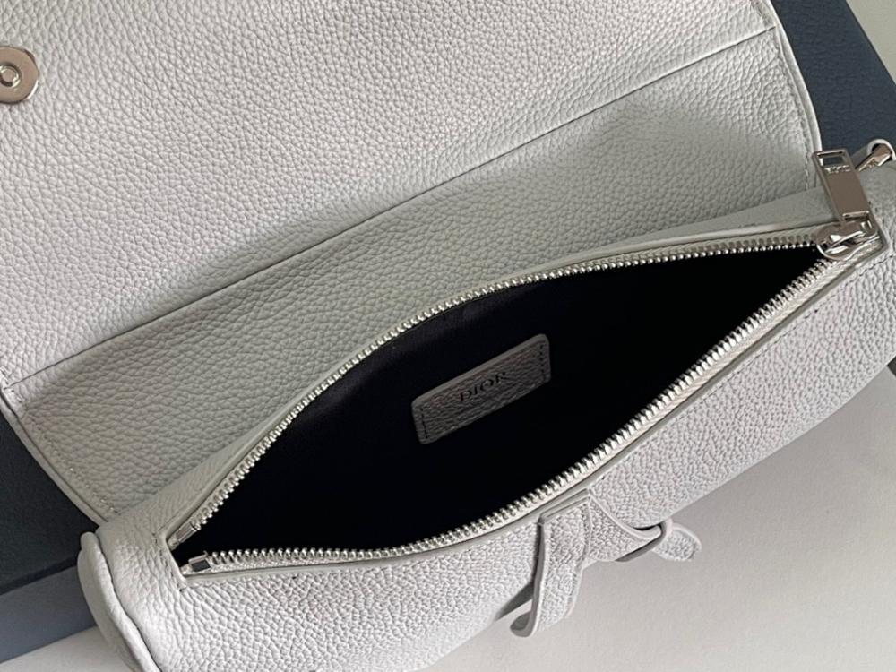 Elegant Stylish Grey Embroidered Calfskin Shoulder Bag