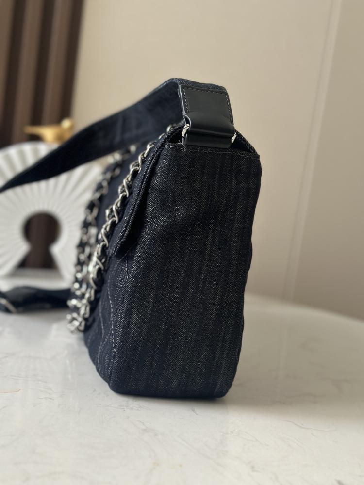 Silver Denim Crossbody Bag