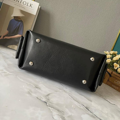 Classic Refined Leather Top Handle Bag