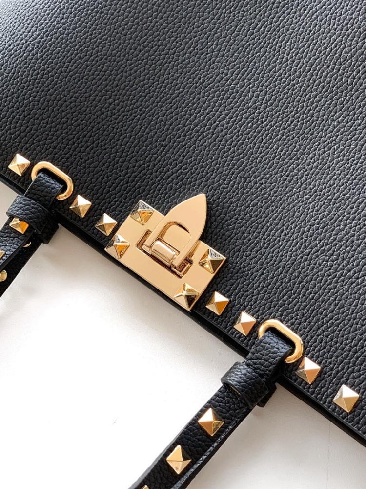 Italian-Inspired Luxury Studded Calfskin Shoulder Bag