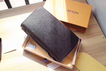 Classic Elegant Black Monogram Leather Wallet