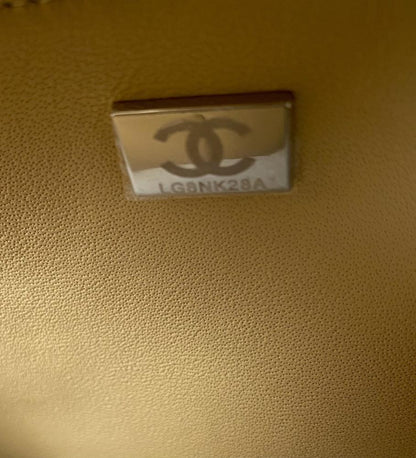 Gold Leather Top Handle Bag