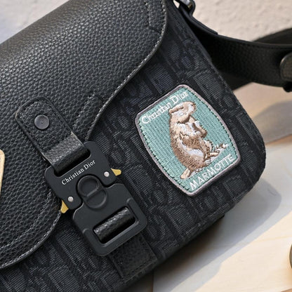 Modern Stylish Black Calfskin Shoulder Bag