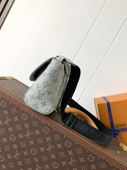 Italian-Inspired Elegant Monogram Leather Shoulder Bag
