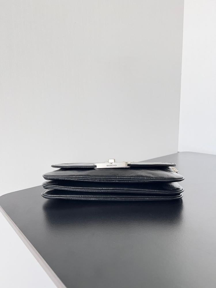Modern Black Leather Shoulder Bag