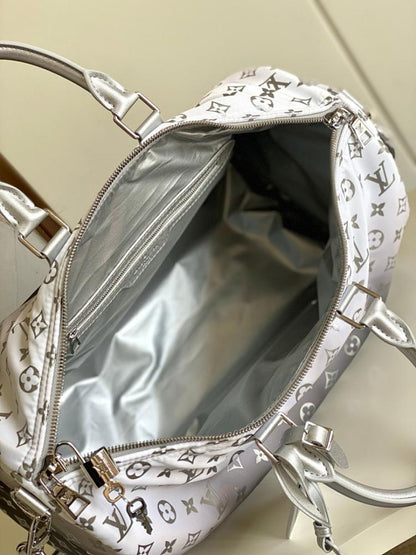Modern Elegant Silver Nylon Crossbody Bag