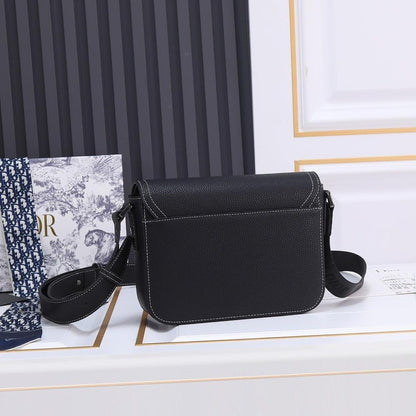 Modern Italian-Inspired Black Printed Calfskin Shoulder Bag