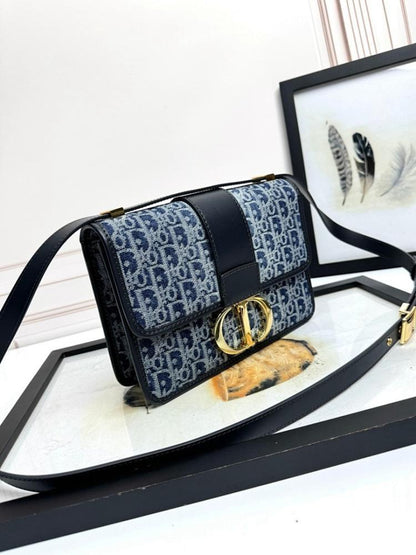 Luxury Stylish Blue Calfskin Shoulder Bag