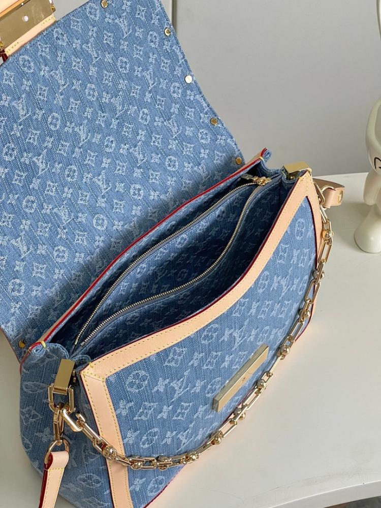 Dauphine Woven Denim Top Handle Bag