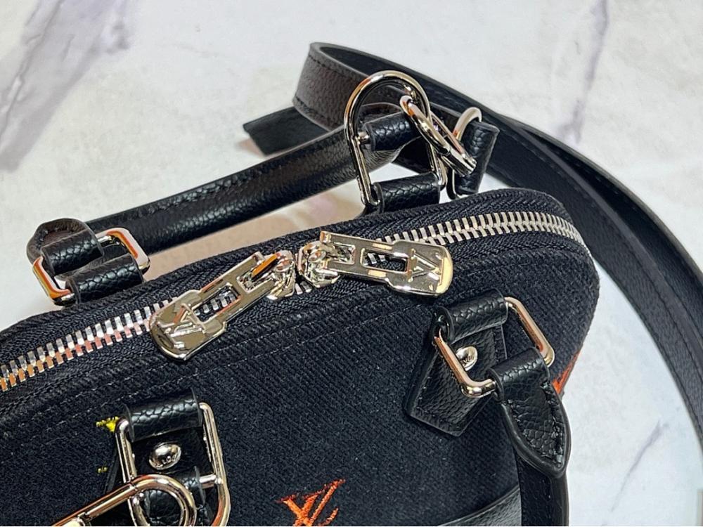 Italian-Inspired Luxury Black Embroidered Denim Shoulder Bag