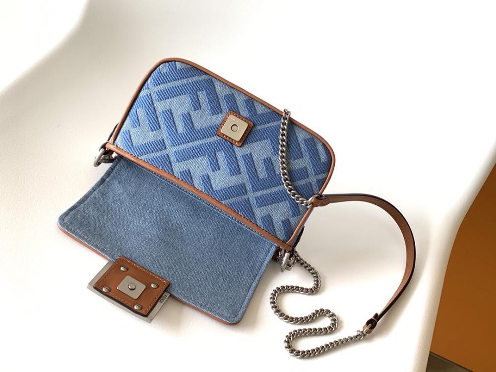 Embroidered Denim Top Handle Bag