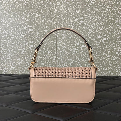 Woven Calfskin Top Handle Bag