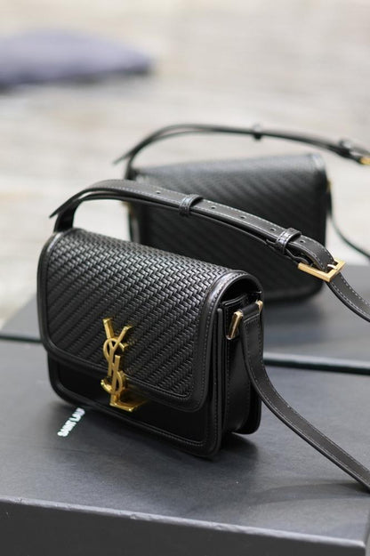 Elegant Refined Gold Woven Leather Top Handle Bag