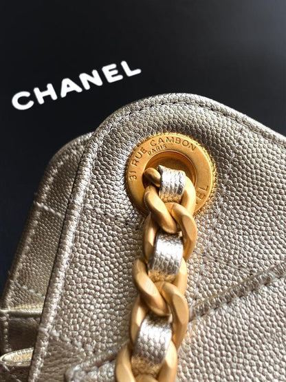 Gold Leather Hobo Bag