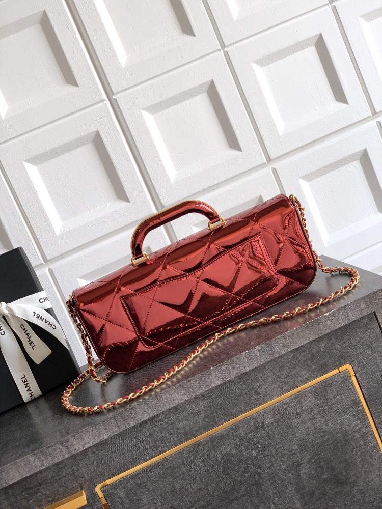 Gold Leather Top Handle Bag