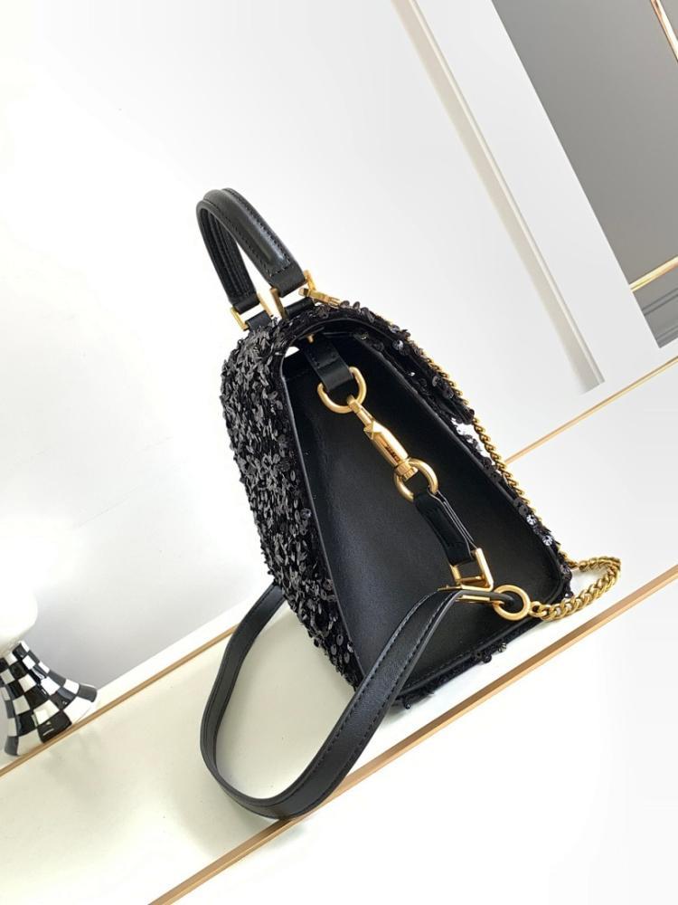 Classic Refined Embroidered Lambskin Shoulder Bag
