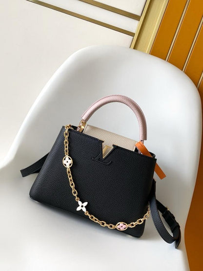 Gold Leather Top Handle Bag