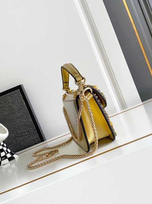 Modern Stylish Crystal-Embellished Leather Shoulder Bag