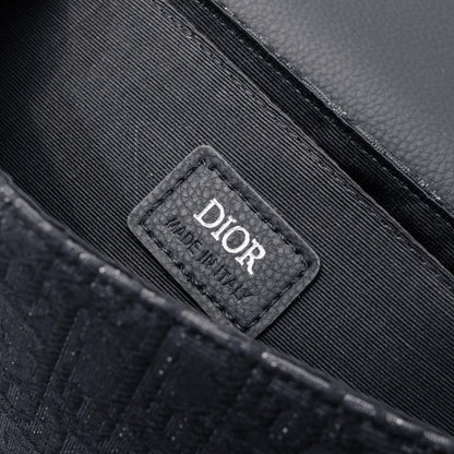 Saddle Black Printed Calfskin Shoulder Bag
