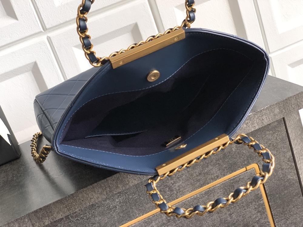 Gold Leather Top Handle Bag