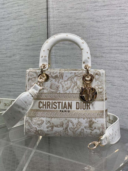 Gold Embroidered Top Handle Bag