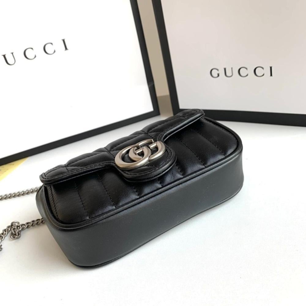 GG Marmont Silver Embroidered Shoulder Bag