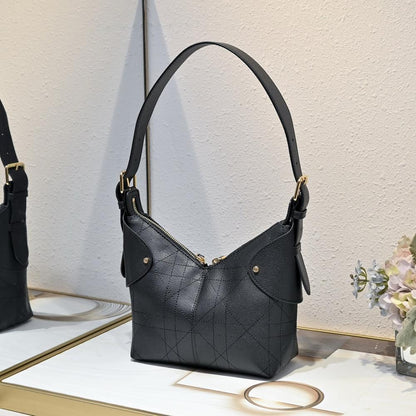 Modern Stylish Gold Embroidered Calfskin Shoulder Bag