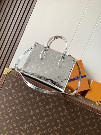 OnTheGo Silver Monogram Tote Bag