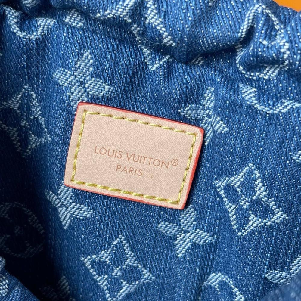 Modern Italian-Inspired Embroidered Denim Bucket Bag