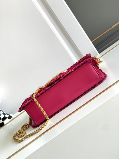 Classic Modern Embroidered Lambskin Shoulder Bag