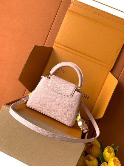 Gold Leather Top Handle Bag
