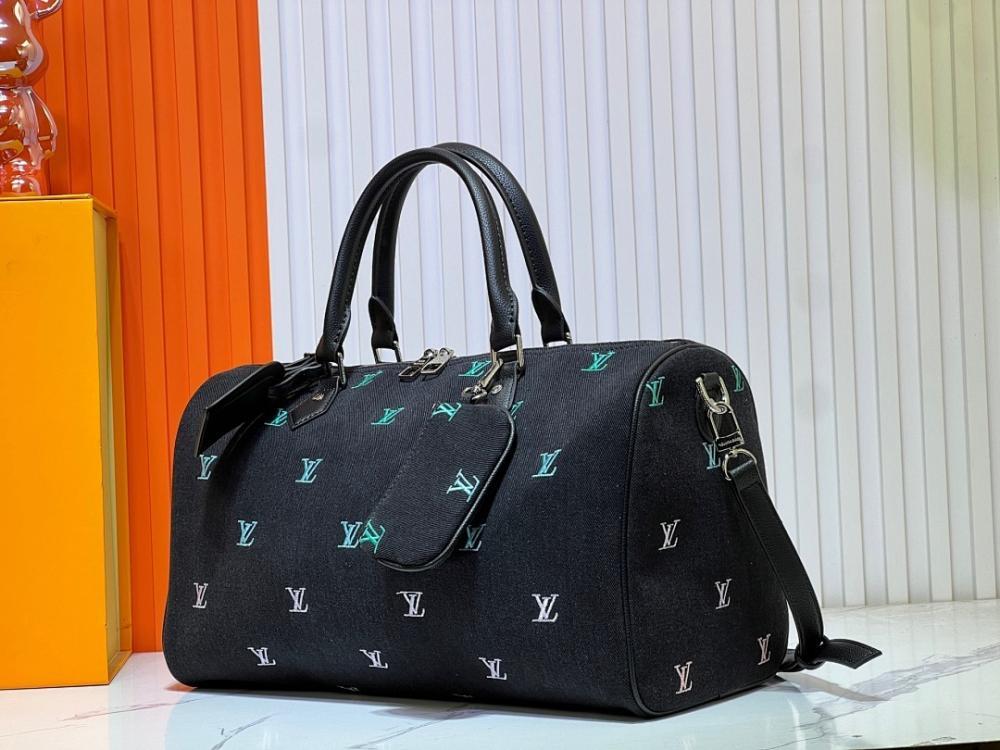 Italian-Inspired Stylish Embroidered Denim Top Handle Bag