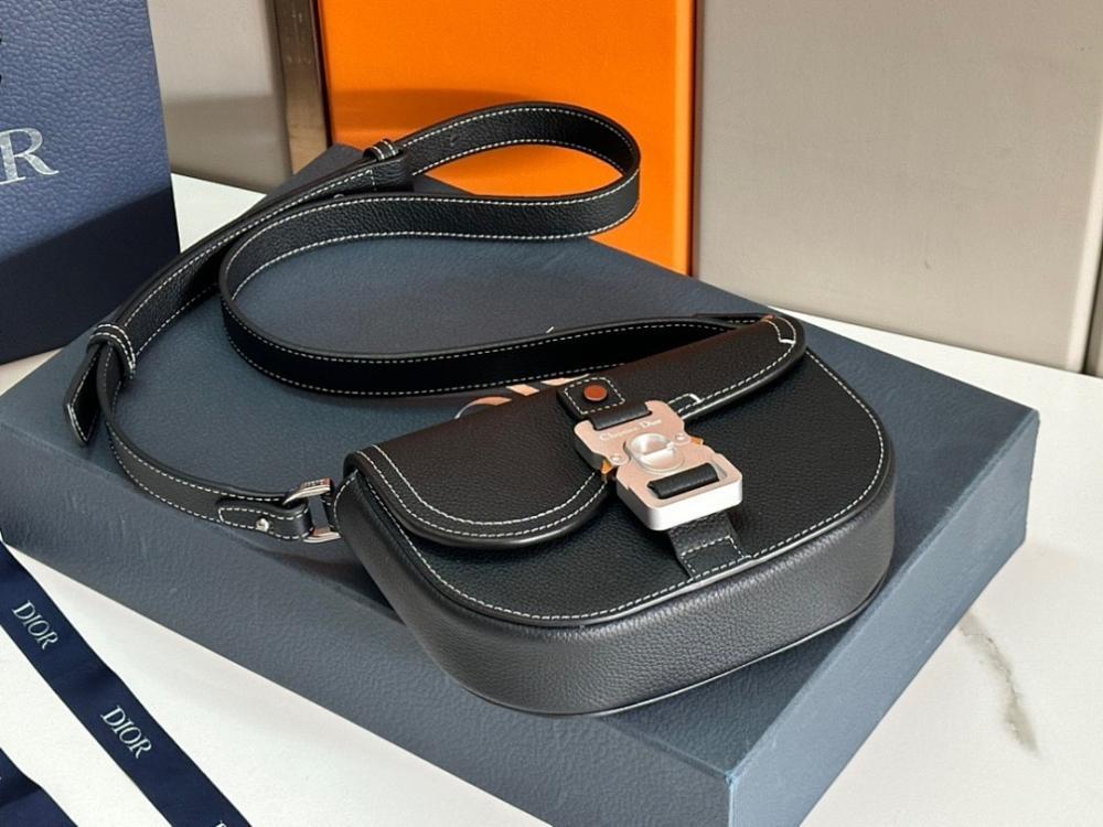 Saddle Grey Calfskin Shoulder Bag
