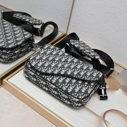 Saddle Black Printed Jacquard Shoulder Bag
