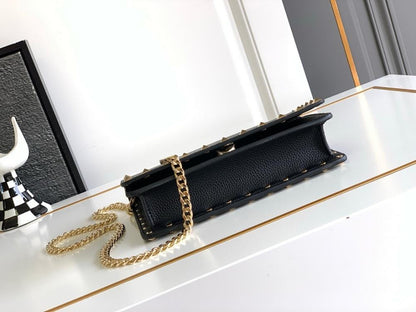 Italian-Inspired Stylish Studded Calfskin Shoulder Bag