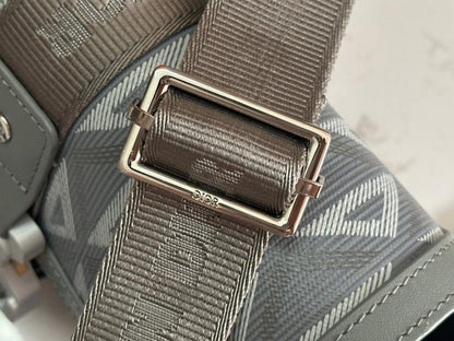 Italian-Inspired Luxury Grey Calfskin Shoulder Bag