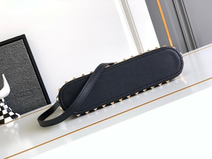 Italian-Inspired Luxury Studded Calfskin Shoulder Bag