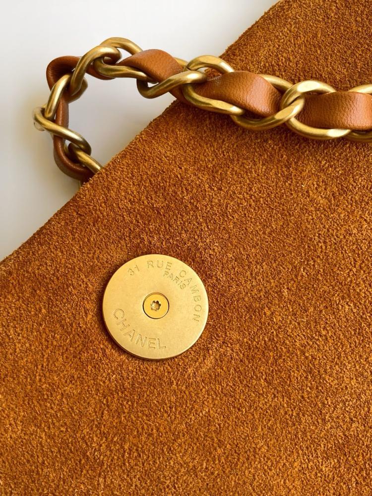 Classic Gold Suede Shoulder Bag