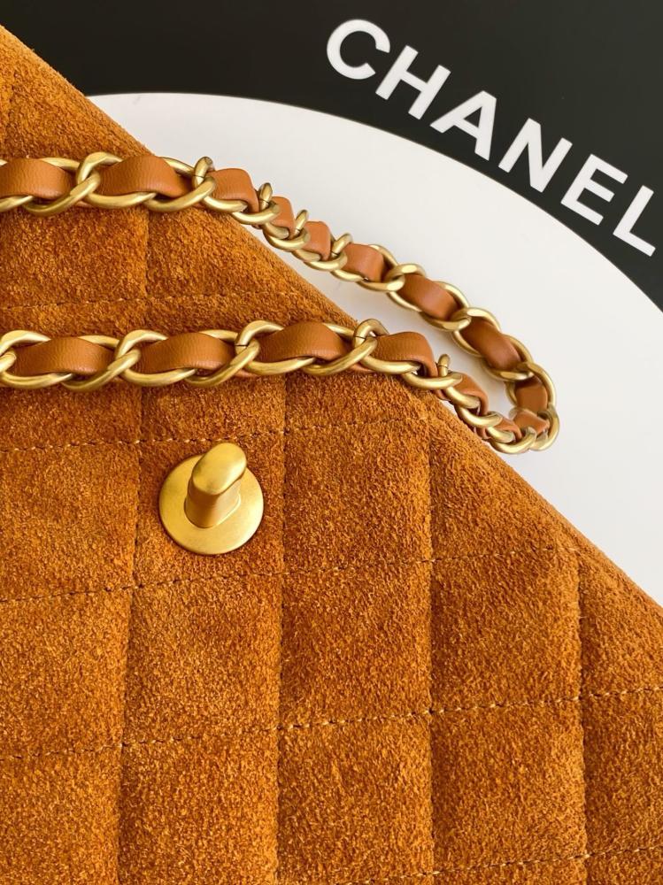 Classic Gold Suede Shoulder Bag