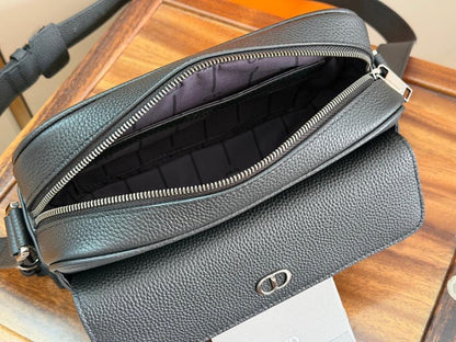 Luxury Refined Black Leather Top Handle Bag
