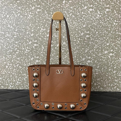 Studded Leather Top Handle Bag