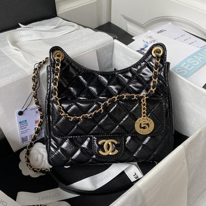 Gold Leather Hobo Bag