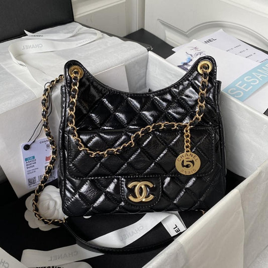 Gold Leather Hobo Bag