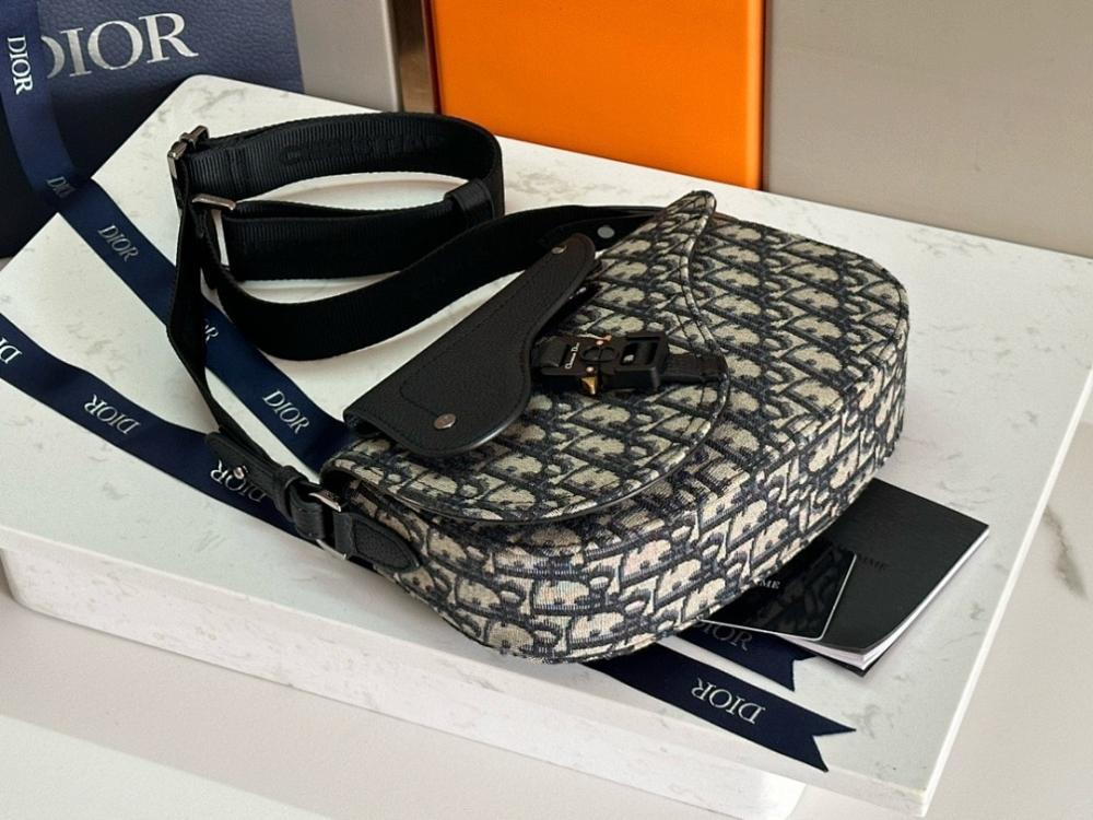 Saddle Black Printed Calfskin Shoulder Bag