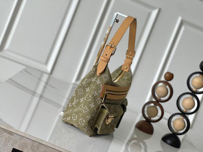 Classic Refined Green Denim Shoulder Bag